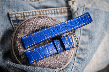 Blue crocodile leather strap HDCSNS18