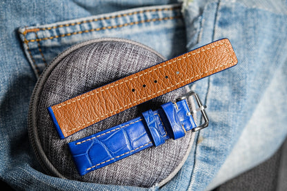 Blue crocodile leather strap HDCSNS18