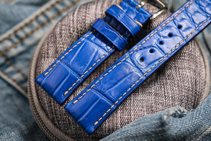 Blue crocodile leather strap HDCSNS18