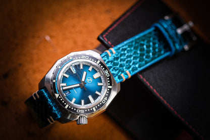 BESPOKE GENUINE SKY BLUE LEATHER WATCH STRAP HDPS22