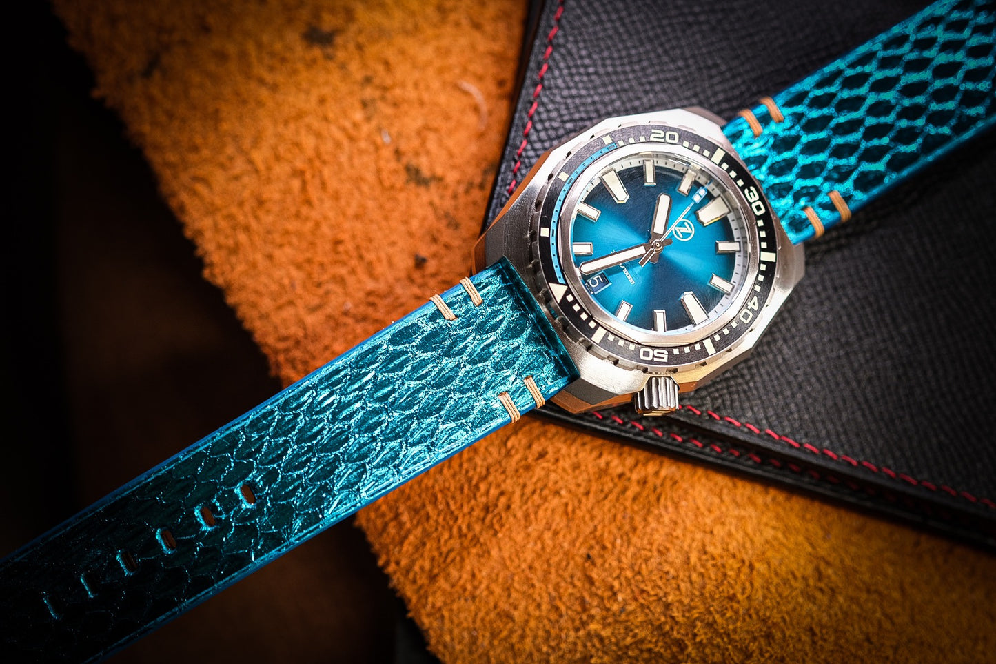 BESPOKE GENUINE SKY BLUE LEATHER WATCH STRAP HDPS22