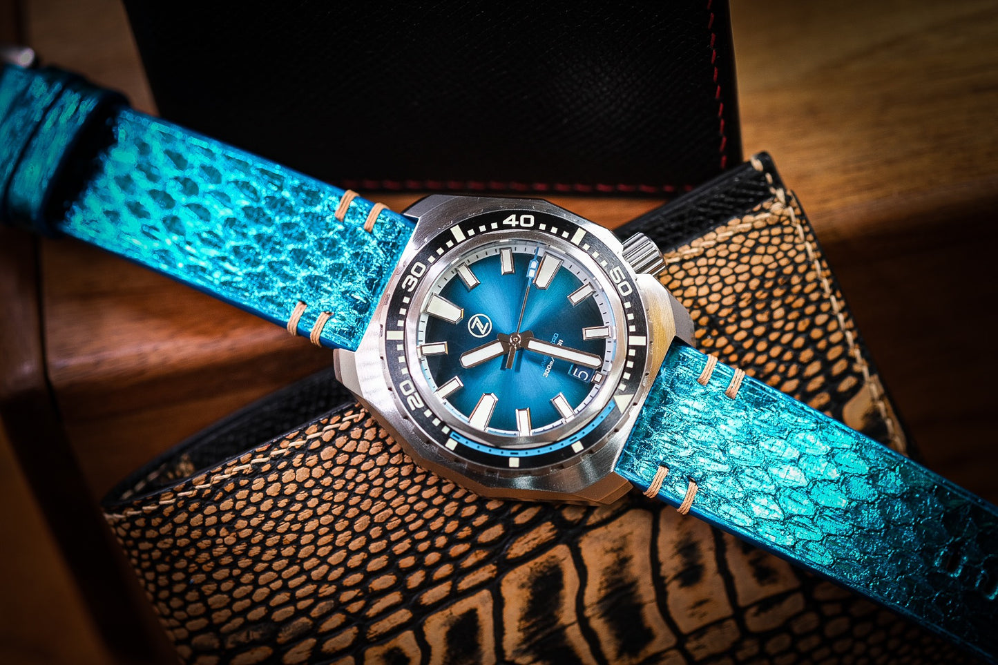 BESPOKE GENUINE SKY BLUE LEATHER WATCH STRAP HDPS22