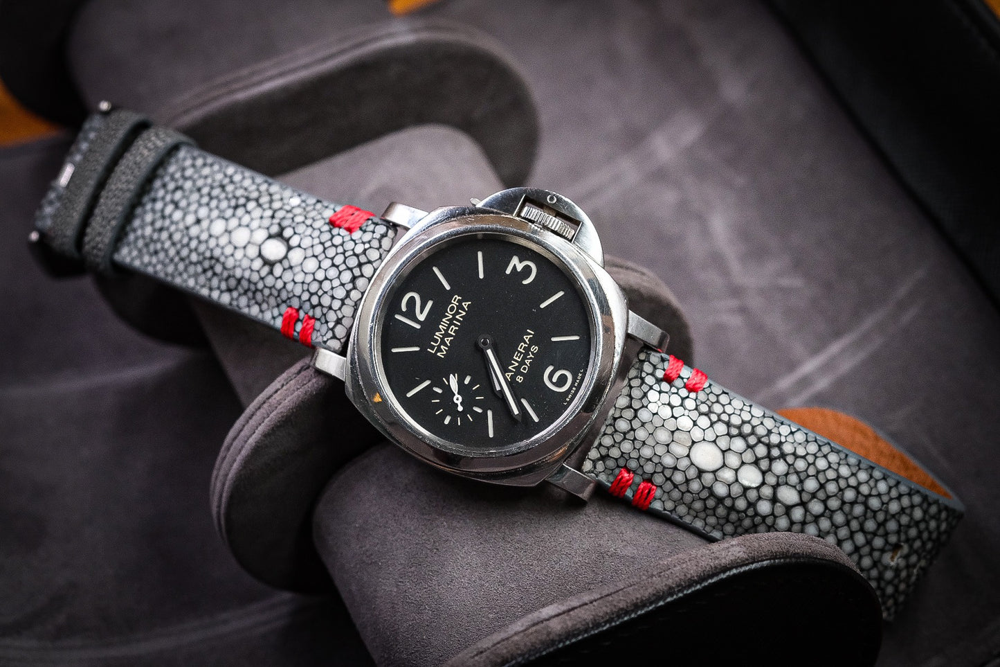 Grey double pearl stingray handmade watch strap For Panerai HDPAM44