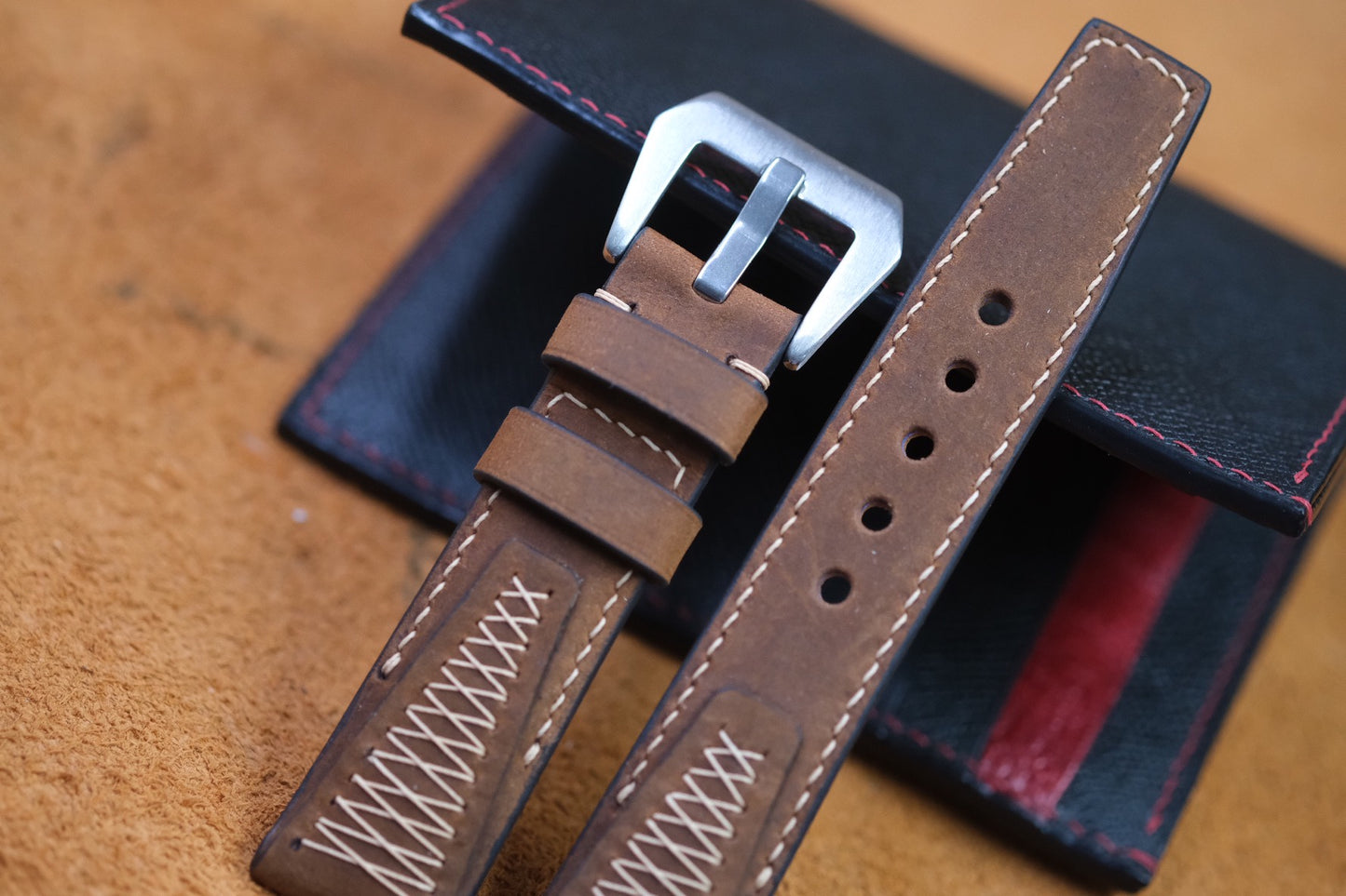 DARK BROWN VINTAGE COW LEATHER WATCH STRAP HDCA46