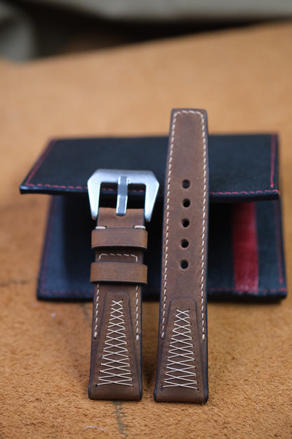 DARK BROWN VINTAGE COW LEATHER WATCH STRAP HDCA46