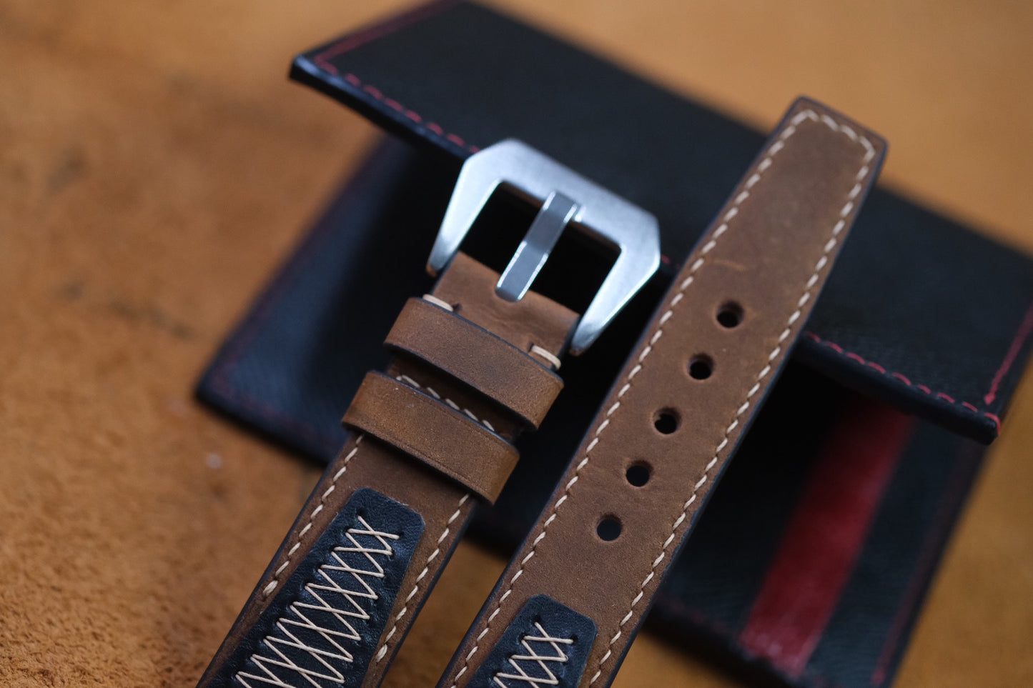 DARK BROWN VINTAGE COW LEATHER WATCH STRAP HDCA46