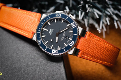 ORANGE EPSOM LEATHER WATCH STRAP FOR ORIS AQUIS HDCA49