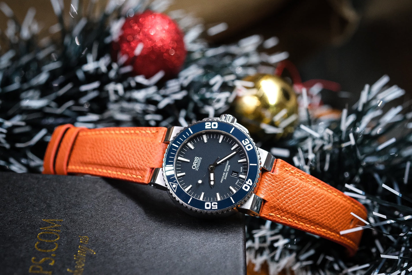 ORANGE EPSOM LEATHER WATCH STRAP FOR ORIS AQUIS HDCA49