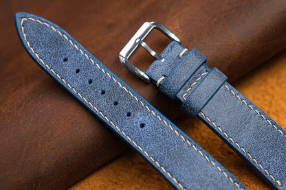 NAVY BLUE VINTAGE COW LEATHER WATCH STRAP HDCA47