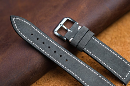 BLACK VINTAGE COW LEATHER WATCH STRAP HDCA48