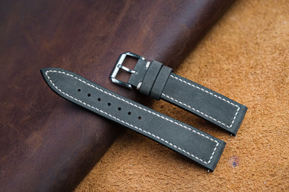 BLACK VINTAGE COW LEATHER WATCH STRAP HDCA48