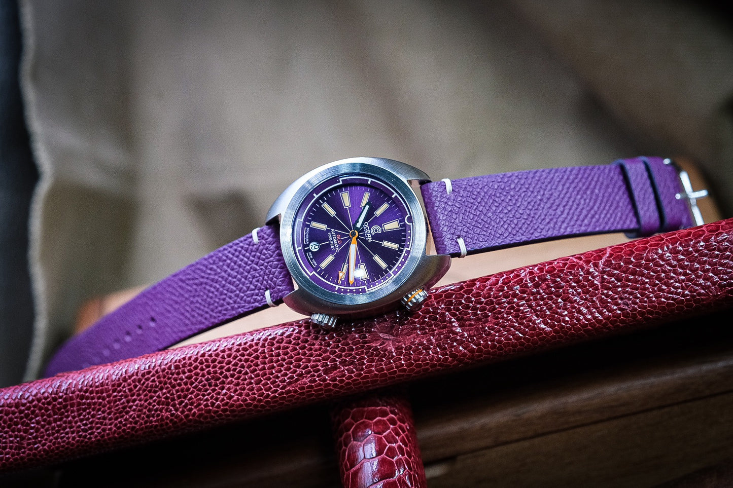 CUSTOM PURPLE EPSOM LEATHER WATCH STRAP HDEP10