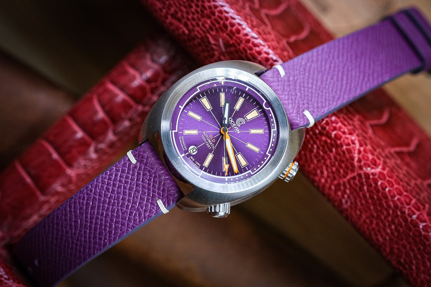 CUSTOM PURPLE EPSOM LEATHER WATCH STRAP HDEP10