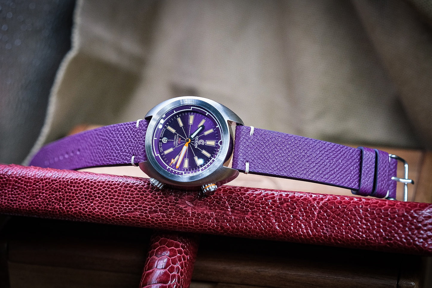 CUSTOM PURPLE EPSOM LEATHER WATCH STRAP HDEP10