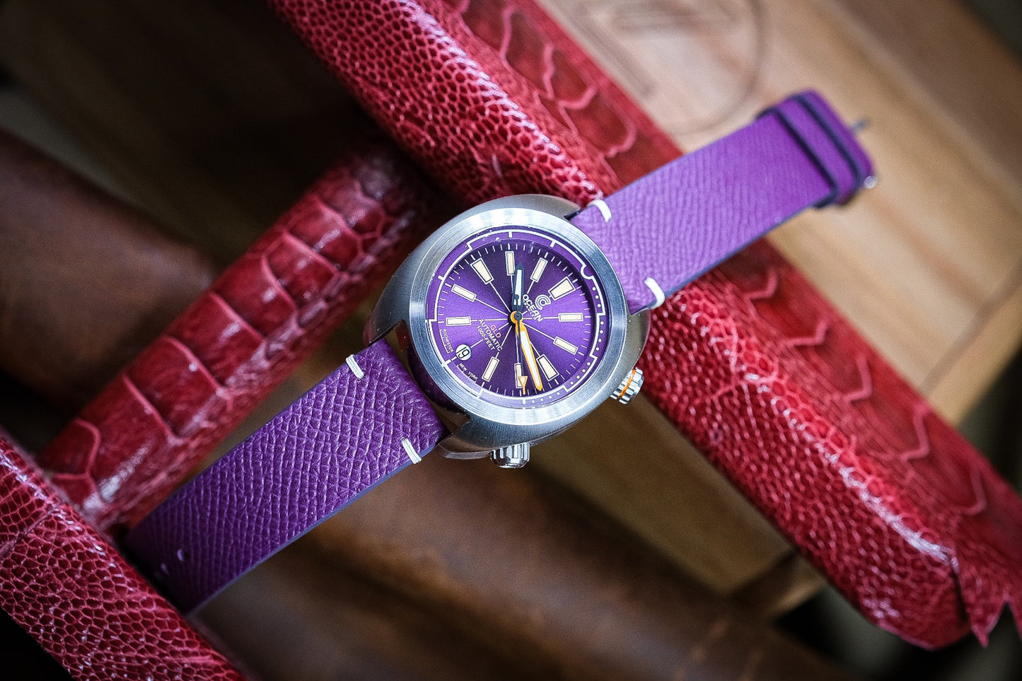 CUSTOM PURPLE EPSOM LEATHER WATCH STRAP HDEP10