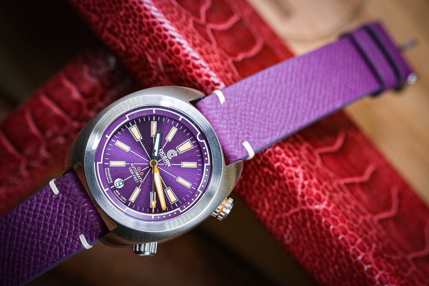 CUSTOM PURPLE EPSOM LEATHER WATCH STRAP HDEP10