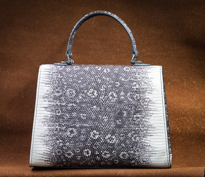 White Lizard-embossed leather handbag size 25cm HDHBCR12