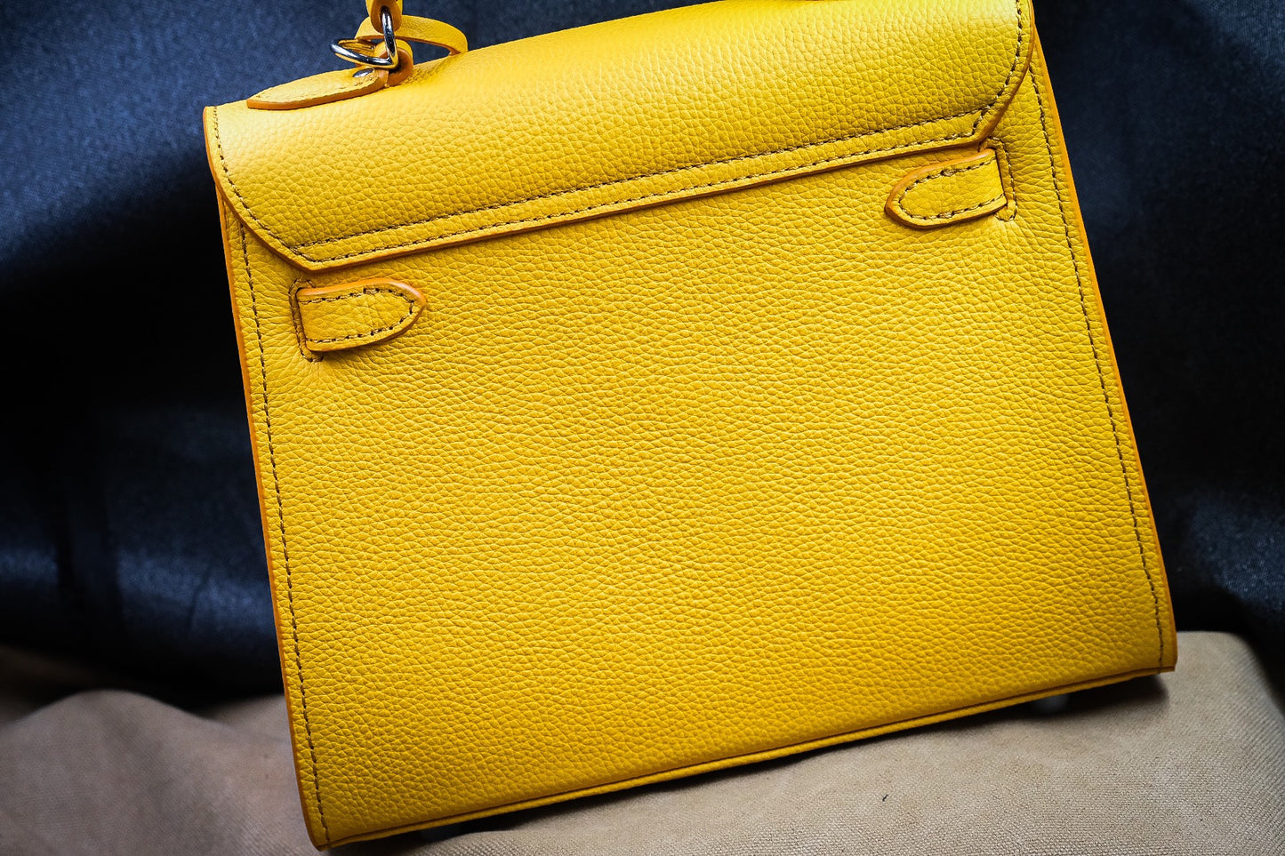 Yellow handmade leather handbag size 25cm HDHBCR09