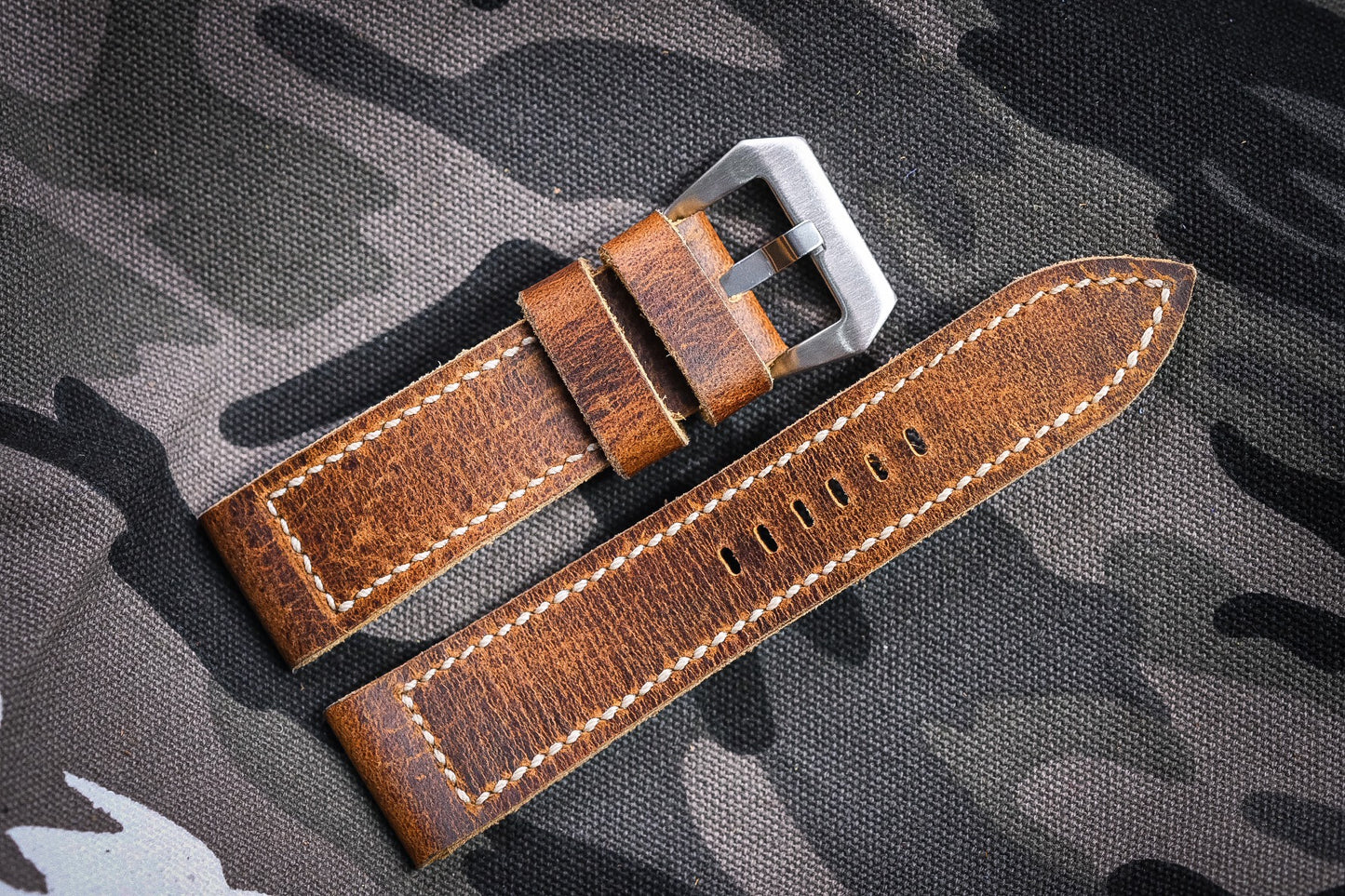 Vintage brown cow handmade watch strap for Panerai HDPAM47