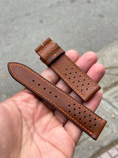 BESPOKE GENUINE BROWN COW LEATHER WATCH STRAP HDBRC01