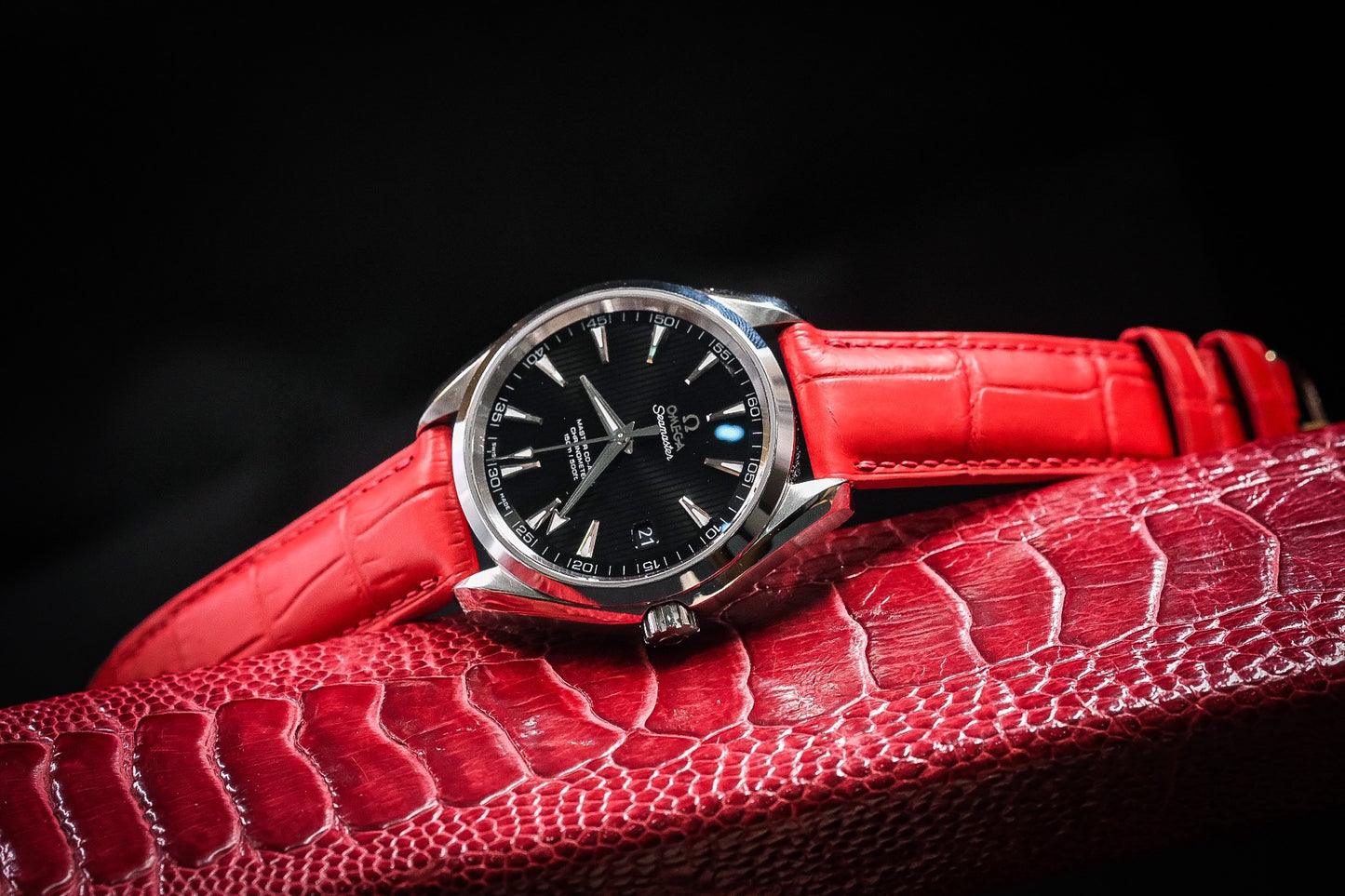 Red crocodile leather strap HDCSNS23