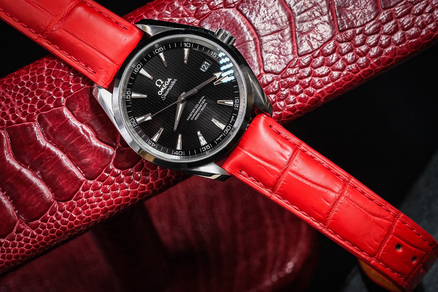 Red crocodile leather strap HDCSNS23