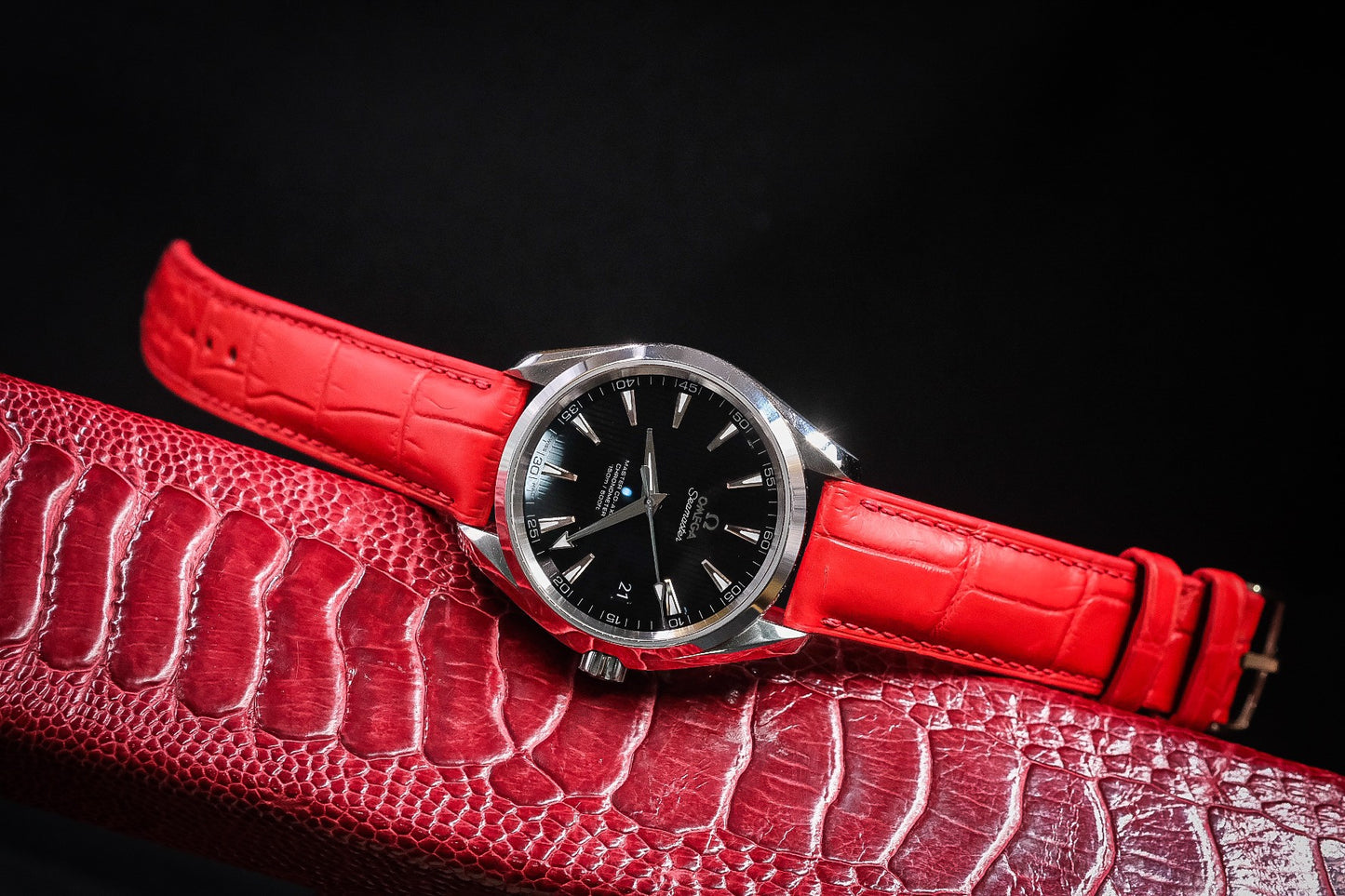 Red crocodile leather strap HDCSNS23