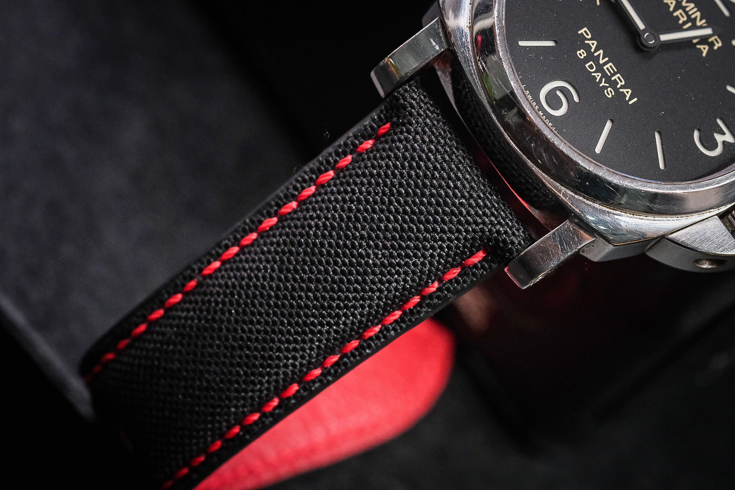 Black canvas handmade watch strap for Panerai HDPAM47