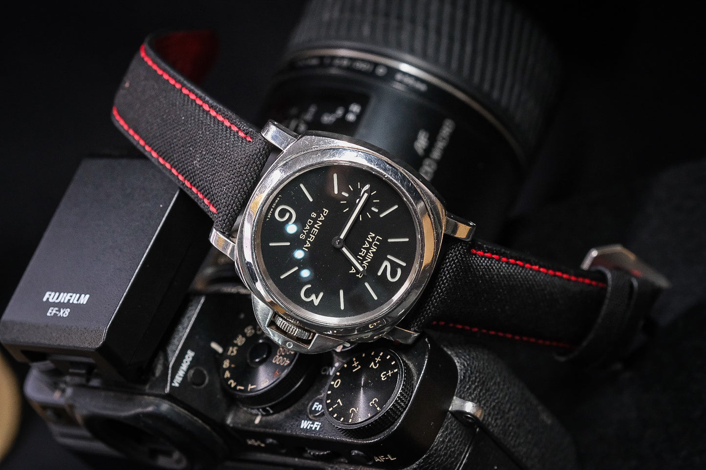 Black canvas handmade watch strap for Panerai HDPAM47