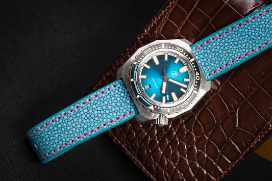 BLUE NO PEARL LEATHER WATCH STRAP