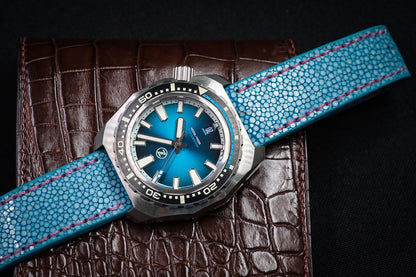 BLUE NO PEARL LEATHER WATCH STRAP