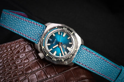 BLUE NO PEARL LEATHER WATCH STRAP