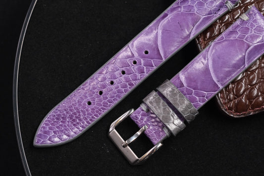 Purple ostrich leg leather watch strap HDOL64