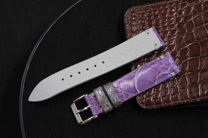 Purple ostrich leg leather watch strap HDOL64