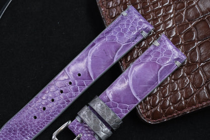 Purple ostrich leg leather watch strap HDOL64