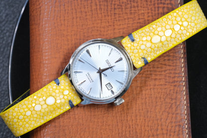 Yellow double pearl stingray strap