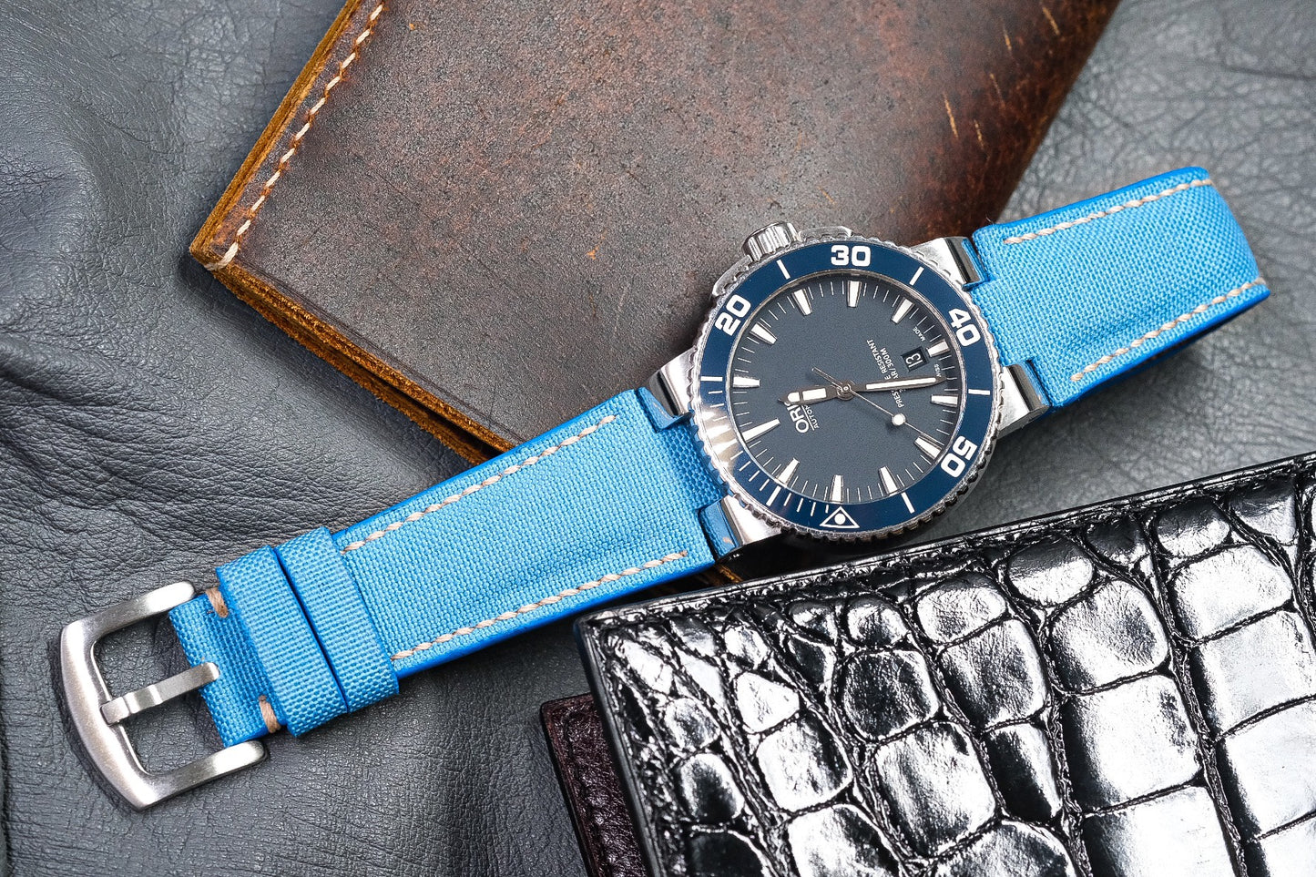 Custom turquoise canvas leather for Oris HDCVS16