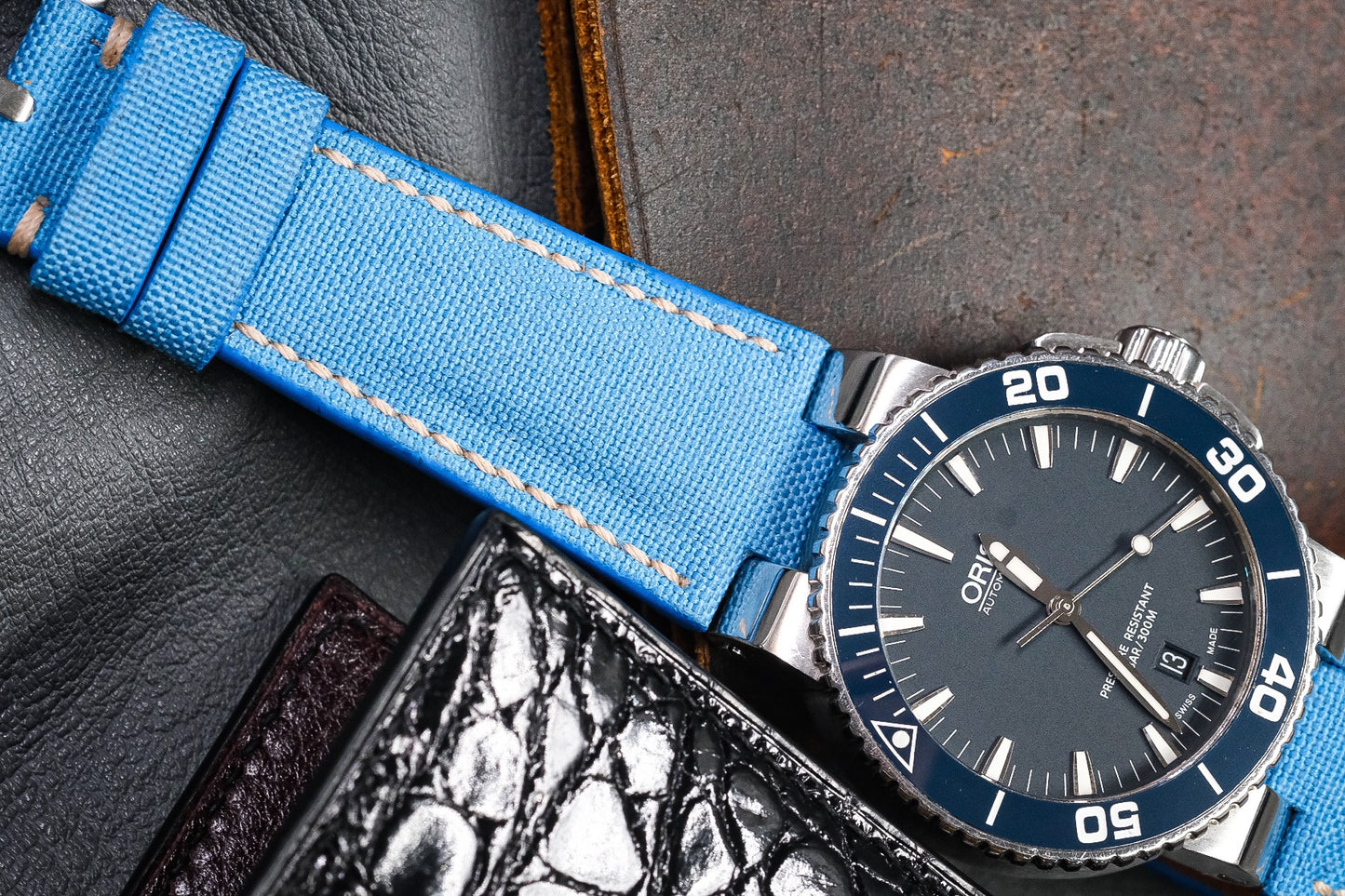 Custom turquoise canvas leather for Oris HDCVS16