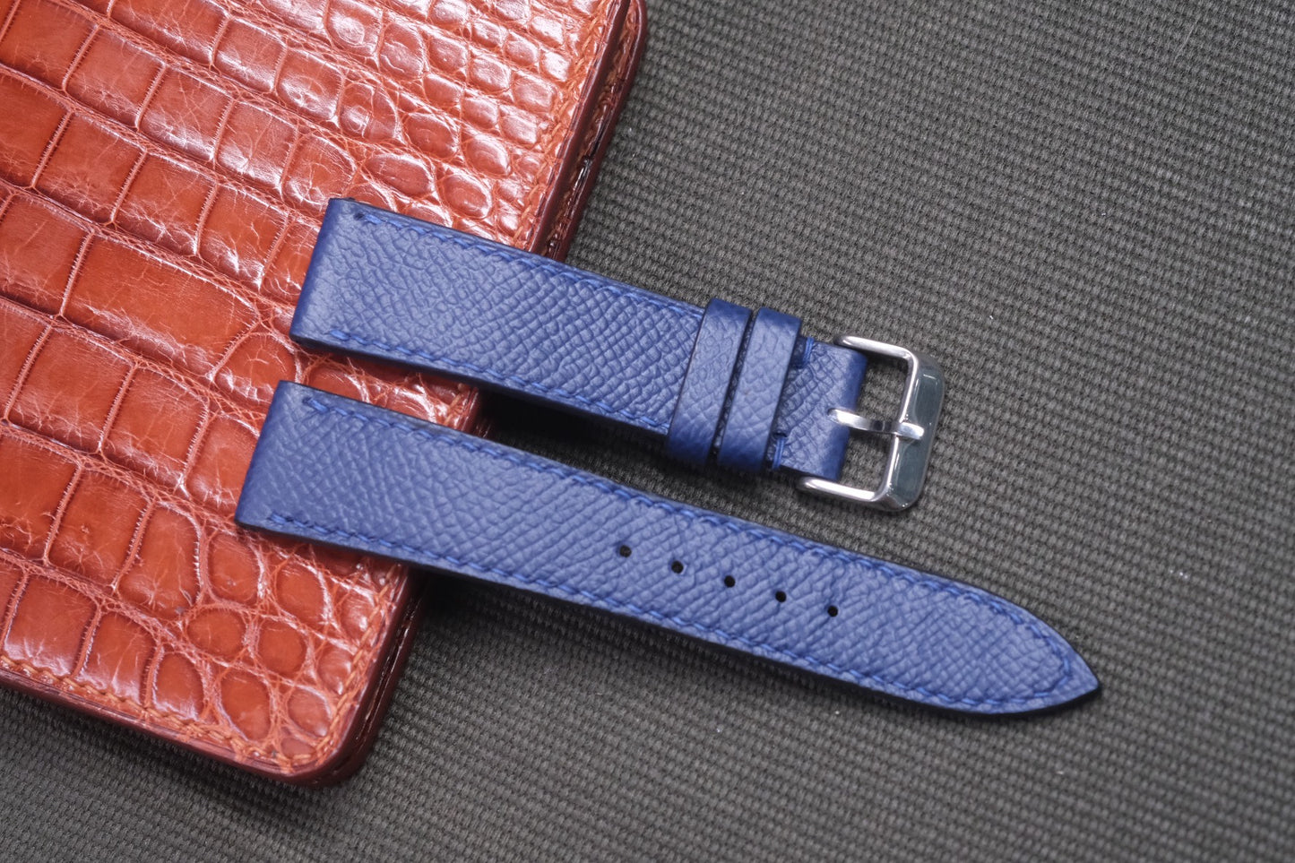 NAVY BLUE EPSOM LEATHER WATCH STRAP RD01