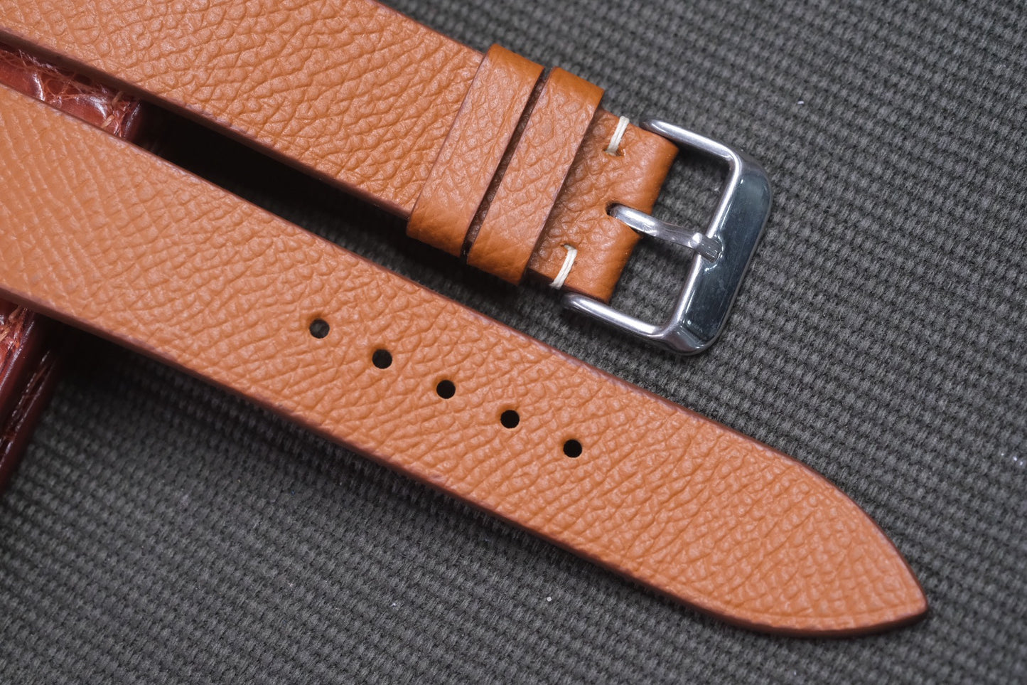 BROWN EPSOM LEATHER WATCH STRAP RD03