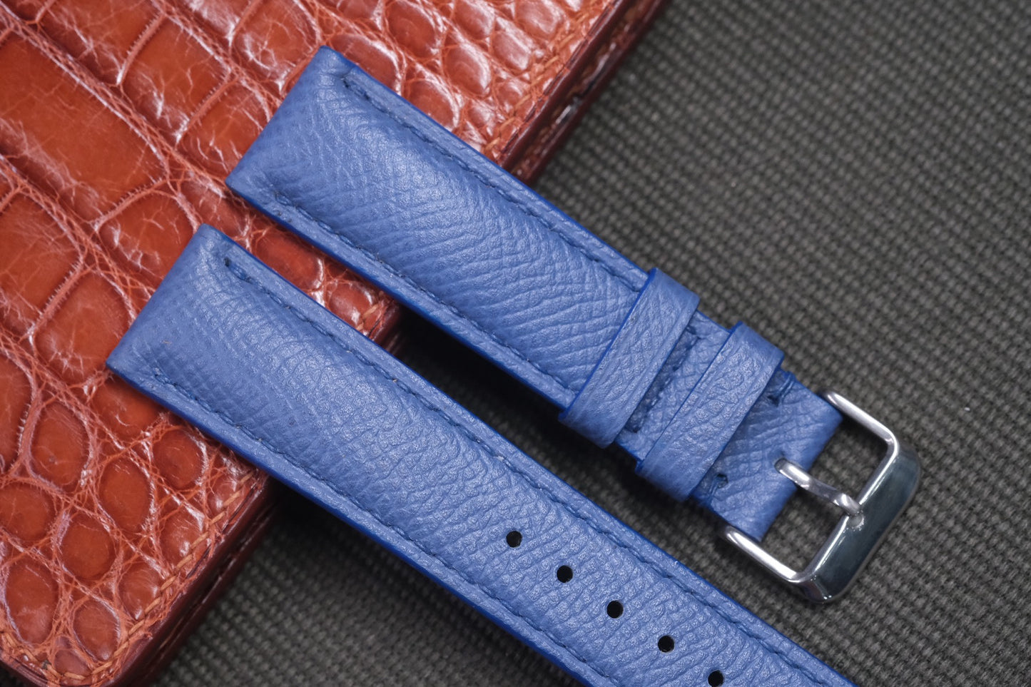 BLUE EPSOM LEATHER WATCH STRAP RD04