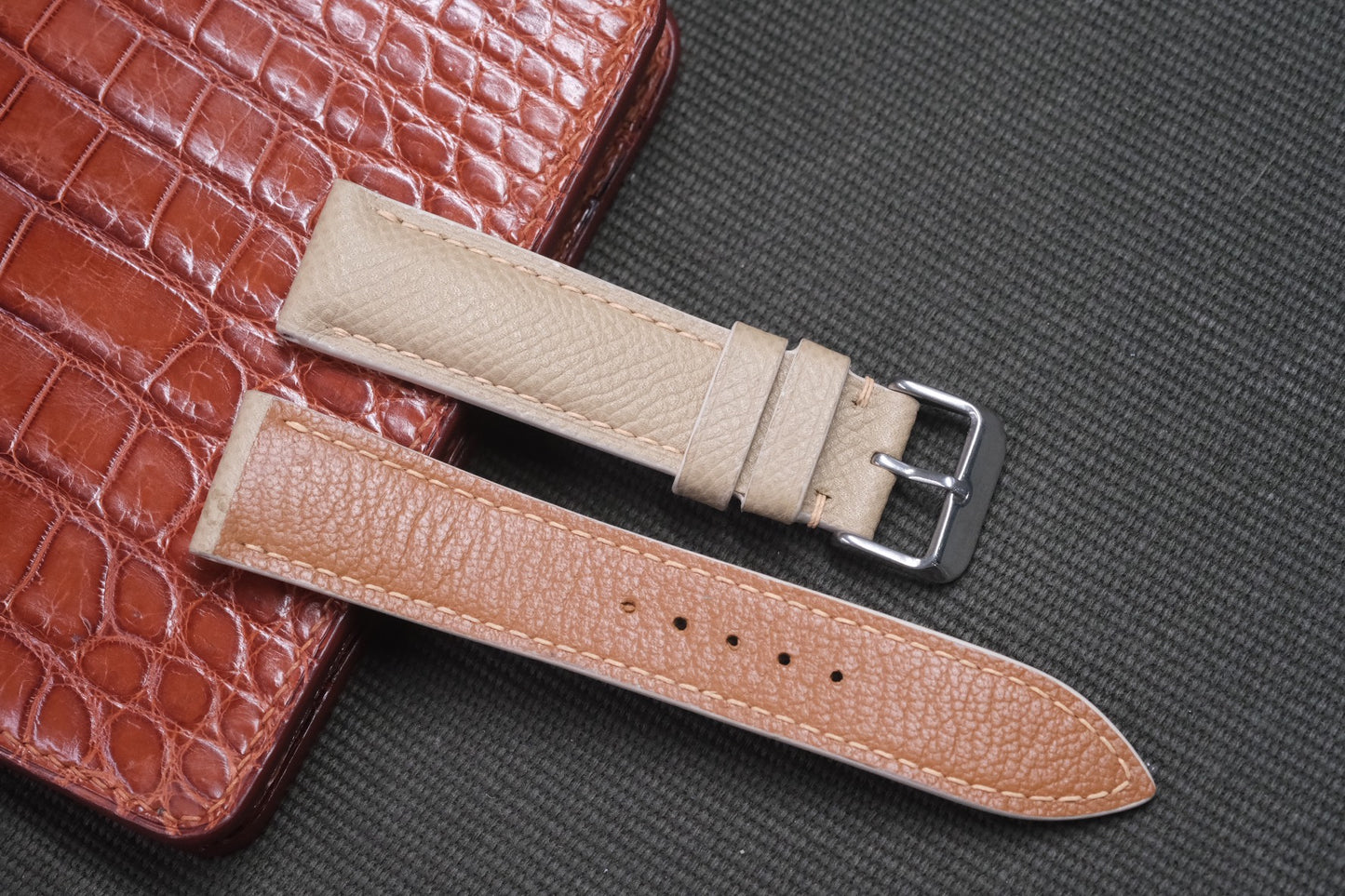 CREAM EPSOM LEATHER WATCH STRAP RD05