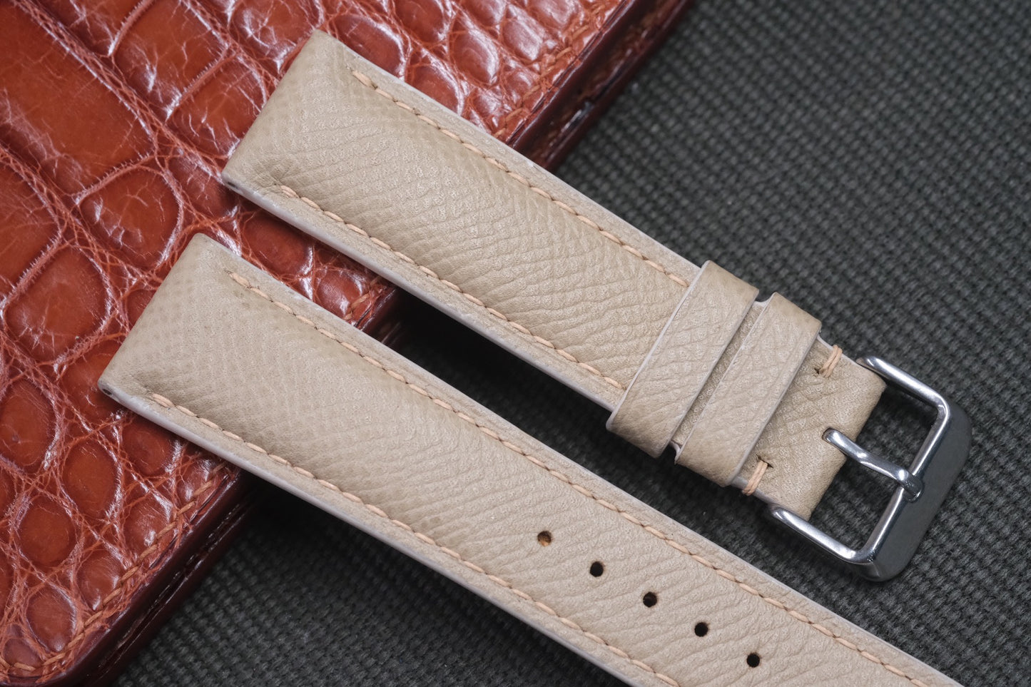 CREAM EPSOM LEATHER WATCH STRAP RD05