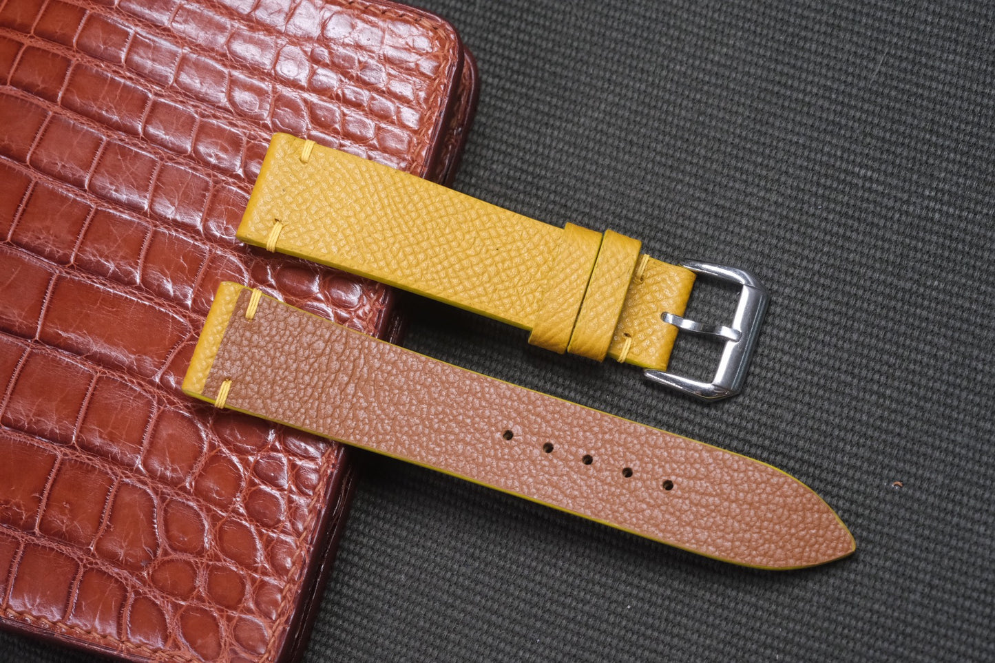 YELLOW EPSOM LEATHER WATCH STRAP RD06