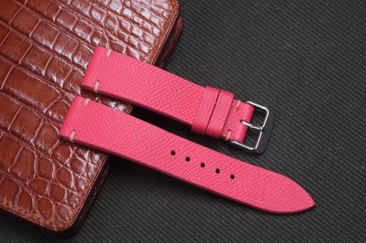 PINK EPSOM LEATHER WATCH STRAP RD08