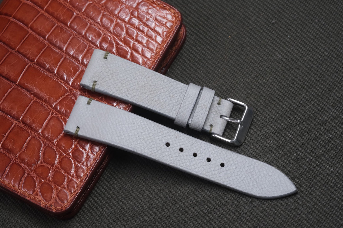 GREY EPSOM LEATHER WATCH STRAP RD09