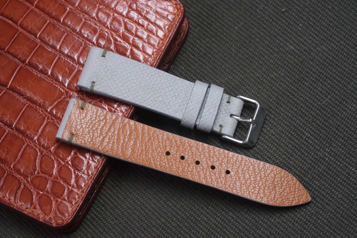 GREY EPSOM LEATHER WATCH STRAP RD09