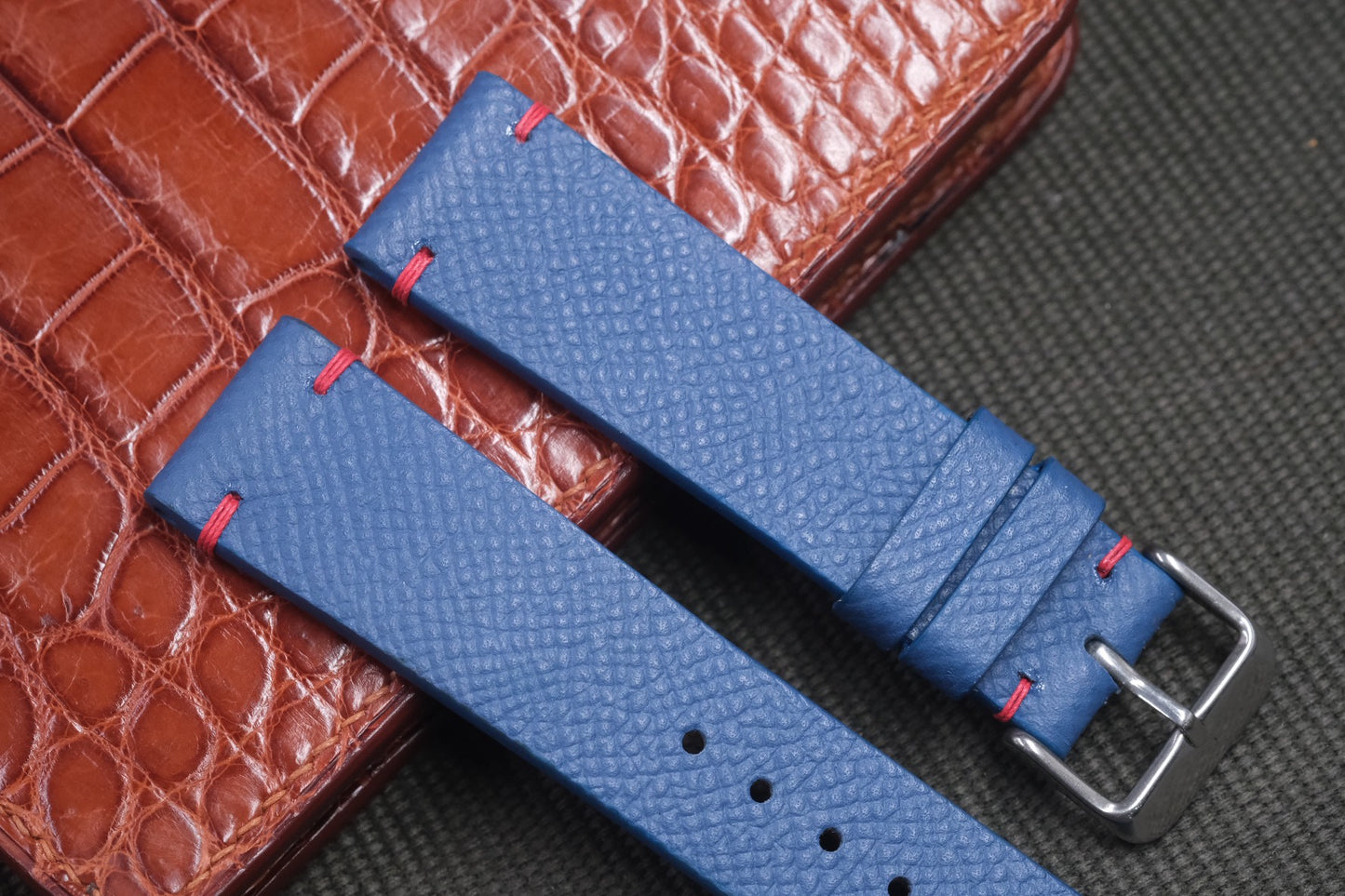 BLUE EPSOM LEATHER WATCH STRAP RD10