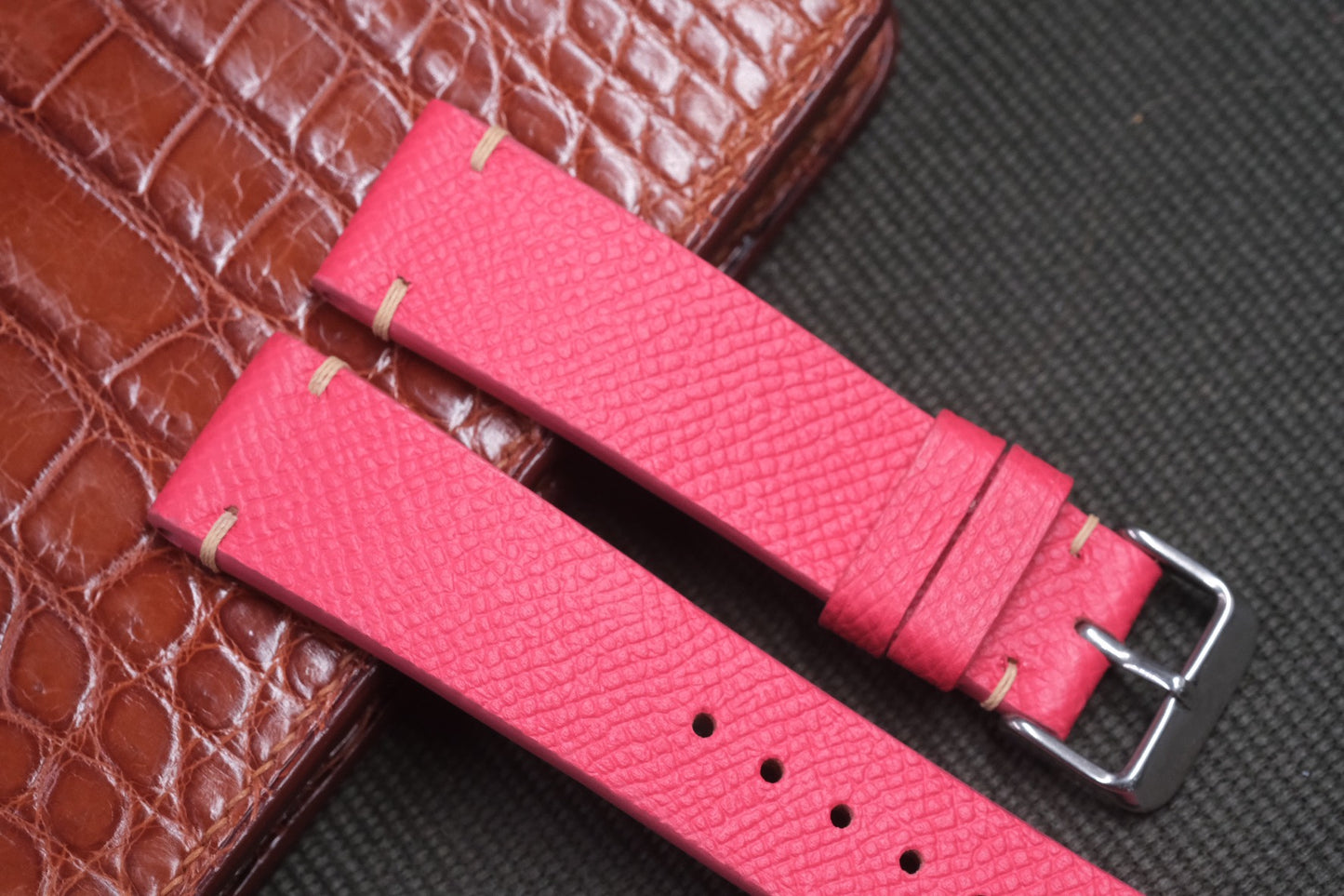 PINK EPSOM LEATHER WATCH STRAP RD08