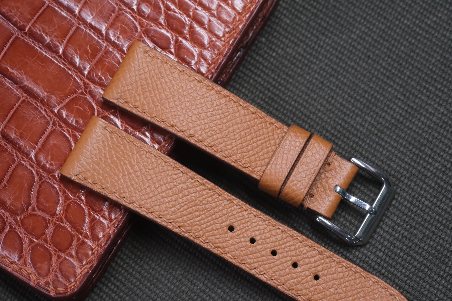 BROWN EPSOM LEATHER WATCH STRAP RD11